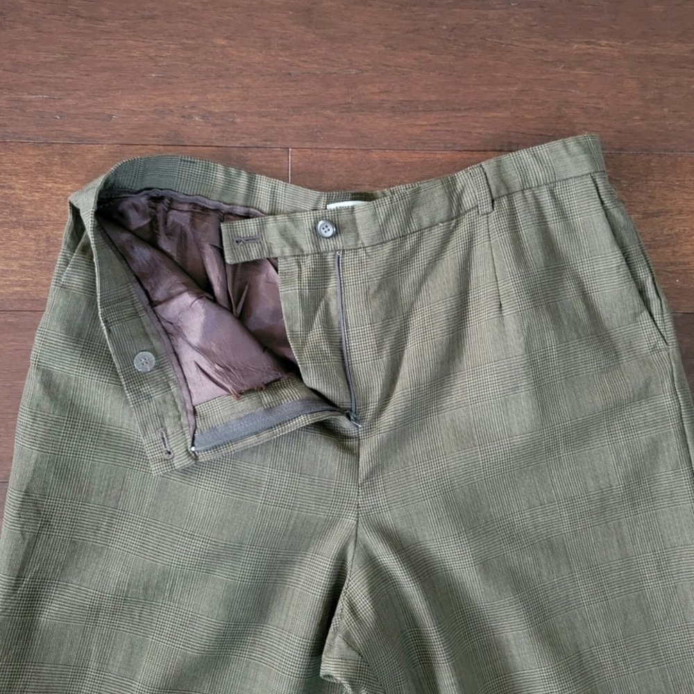 Vtg Pendleton Virgin Wool Straight Leg Lined Dress Pants Trousers Size 14 Olive - Picture 3 of 10